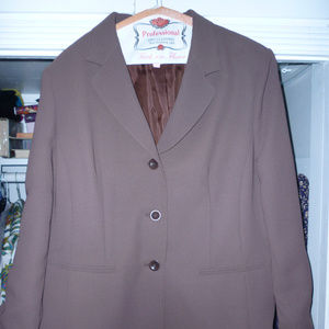 16P Le Suit blazer jacket cocoa brown 31" poly